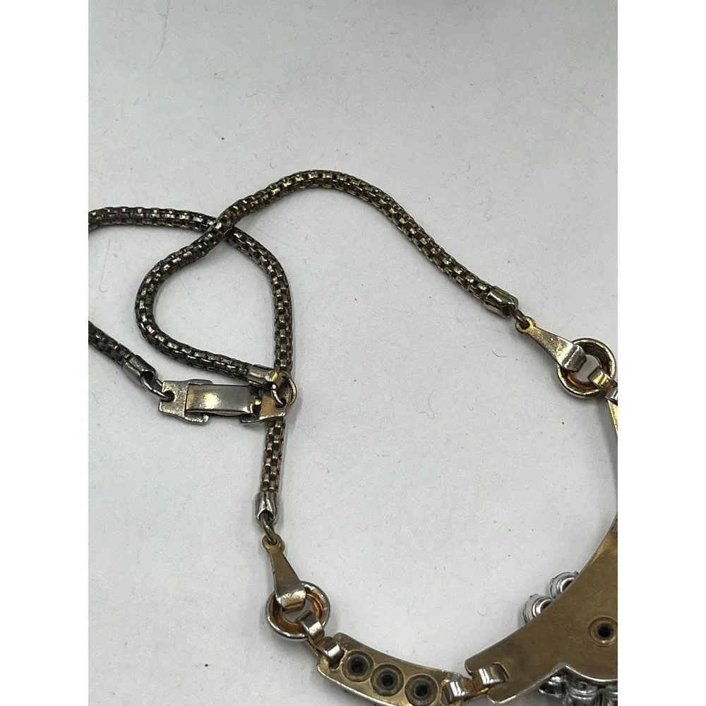 Barclay Vintage Rare 1940 Gem Colors Rhinestone Multi-colored Gold Tone Necklace